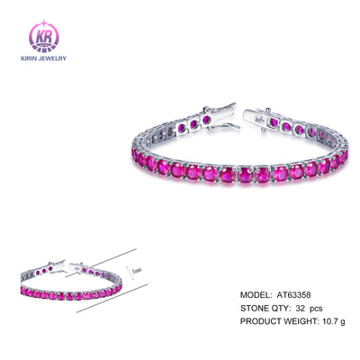 925 silver bracelet with rhodium plating ruby CZ AT63358 Kirin Jewelry