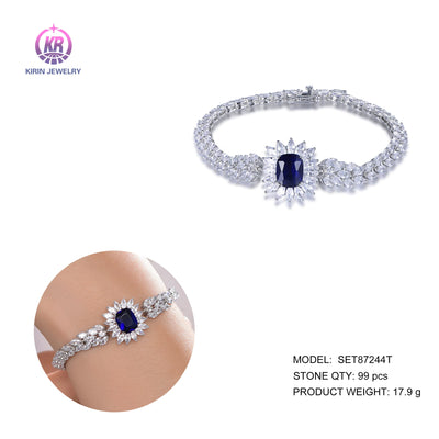 925 silver bracelet with rhodium plating sapphire CZ 87244 Kirin Jewelry