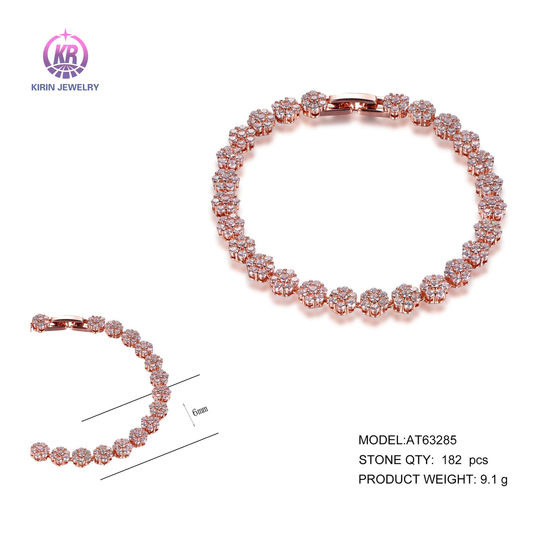 925 silver bracelet with rose gold plating CZ AT63285