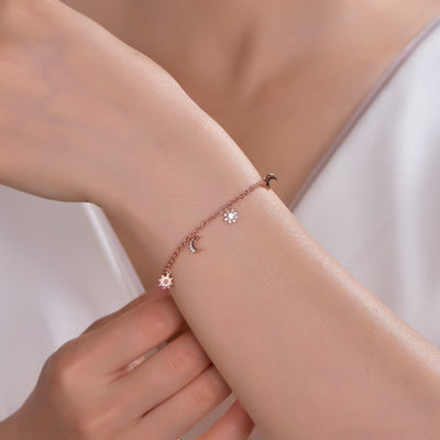 925 silver bracelet with rose gold plating CZ SET87104T Kirin Jewelry