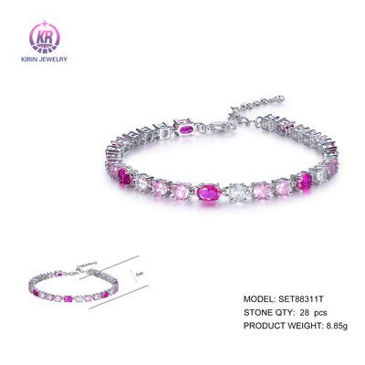 925 silver bracelet with rose gold plating color CZ SET88311T Kirin Jewelry