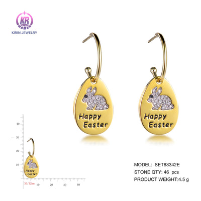 925 silver earrings with 14K gold plating CZ SET88342E Kirin Jewelry