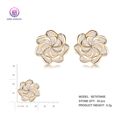 925 silver earrings with 2-tone plating rhodium and 14K gold SET87945E Kirin Jewelry