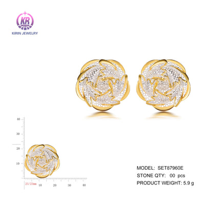 925 silver earrings with 2-tone plating rhodium and 14K gold SET87960E Kirin Jewelry