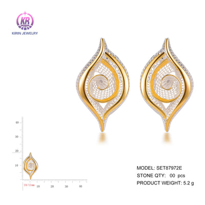 925 silver earrings with 2-tone plating rhodium and 14K gold SET87972E Kirin Jewelry