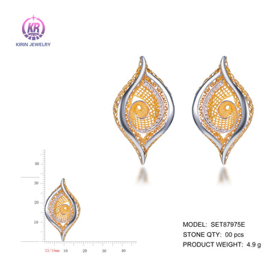 925 silver earrings with 2-tone plating rhodium and 14K gold SET87975E Kirin Jewelry
