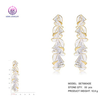 925 silver earrings with 2-tone plating rhodium and 14K gold SET88042E Kirin Jewelry