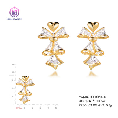 925 silver earrings with 2-tone plating rhodium and 14K gold SET88447E Kirin Jewelry