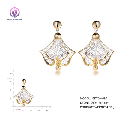 925 silver earrings with 2-tone plating rhodium and 14K gold SET88449E Kirin Jewelry