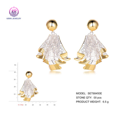 925 silver earrings with 2-tone plating rhodium and 14K gold SET88450E Kirin Jewelry