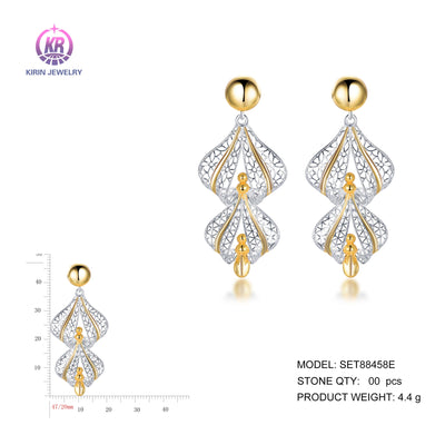 925 silver earrings with 2-tone plating rhodium and 14K gold SET88458E Kirin Jewelry