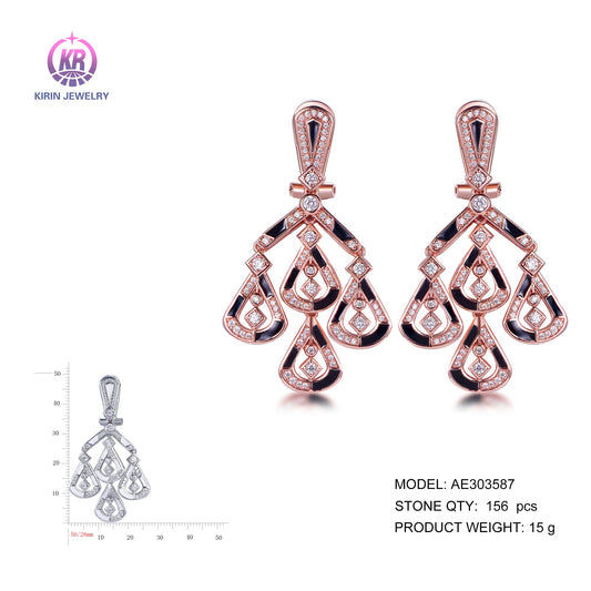925 silver earrings with rose gold plating CZ AE303587 Kirin Jewelry