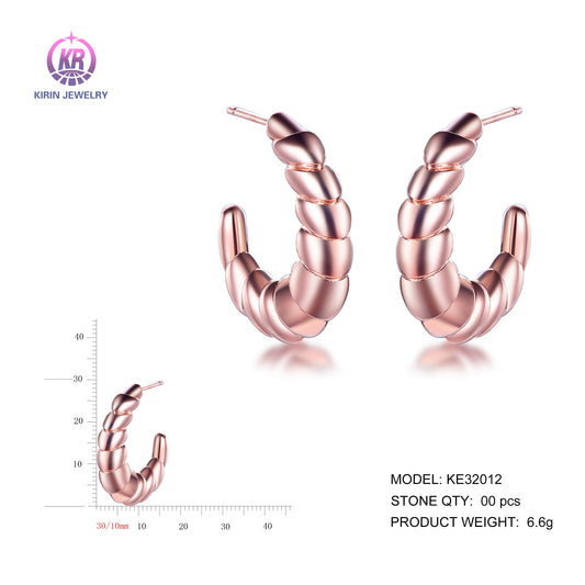 925 silver earrings with rose gold plating KE32012 Kirin Jewelry