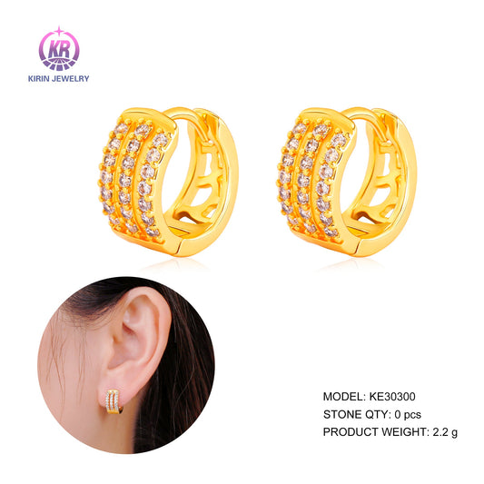 925 silver hoop earring 14K gold plating rhodium palting rose gold plating with CZ 30300 Kirin Jewelry