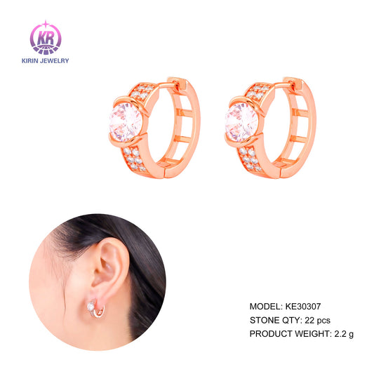 925 silver hoop earring with CZ 30307 Kirin Jewelry