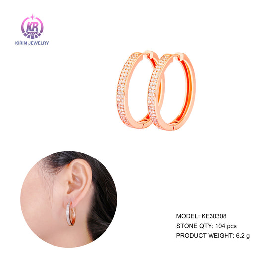 925 silver hoop earring with CZ 30308 Kirin Jewelry