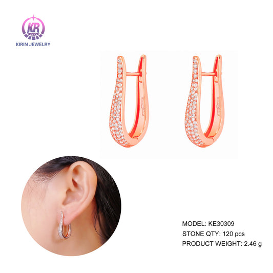 925 silver hoop earring with CZ 30309 Kirin Jewelry