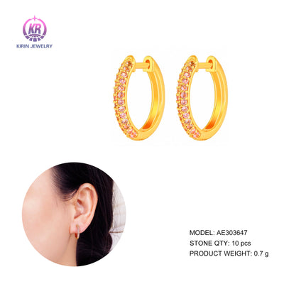 925 silver hoop earring with CZ 303647 Kirin Jewelry