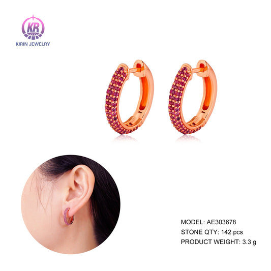 925 silver hoop earring with CZ 303678 Kirin Jewelry