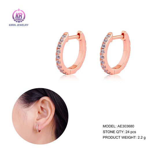 925 silver hoop earring with CZ 303680 Kirin Jewelry