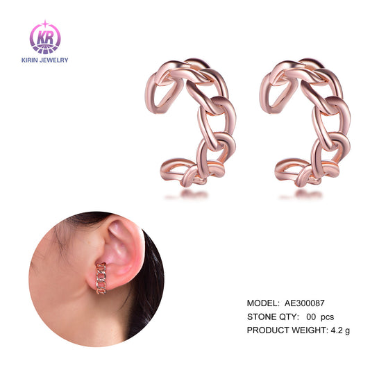 925 silver hoop earring with rose gold plating 300087 Kirin Jewelry