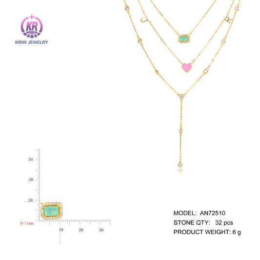 925 silver necklace with 14K gold plating color CZ 72510 Kirin Jewelry