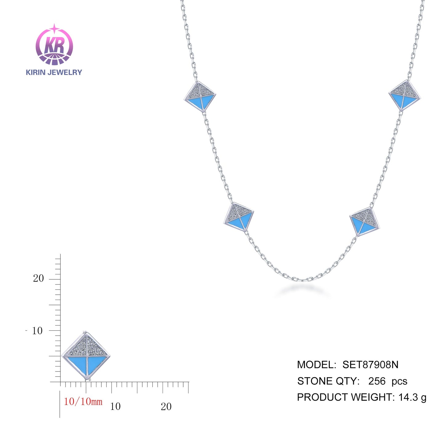 925 silver necklace with rhodium plating CZ SET87908N Kirin Jewelry