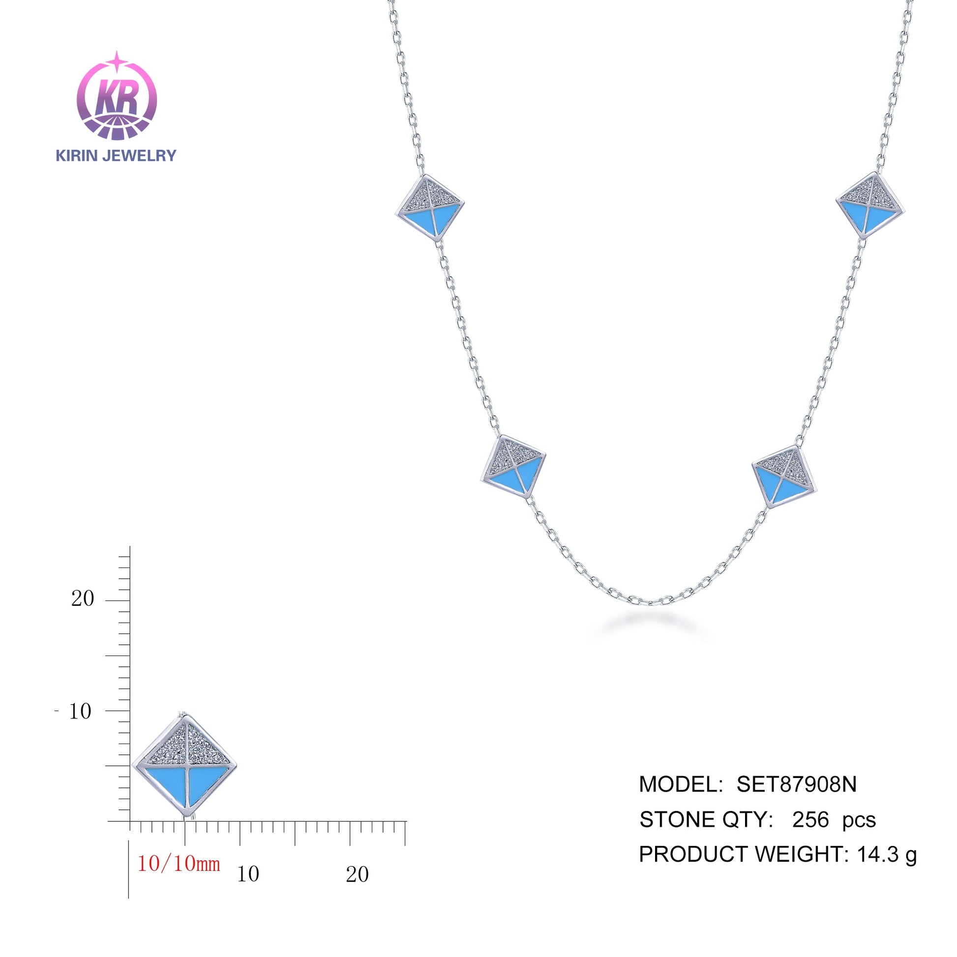 925 silver necklace with rhodium plating CZ SET87908N Kirin Jewelry