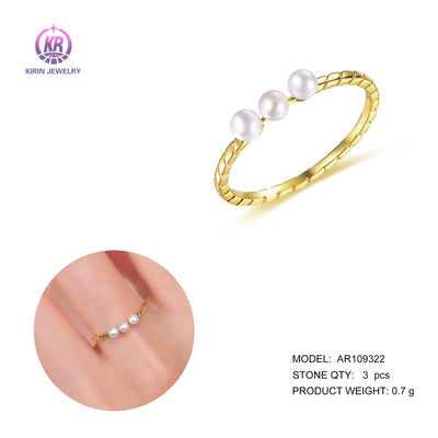 925 silver pearl ring with 14K gold plating 109322 Kirin Jewelry
