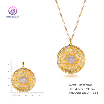 925 silver pendant with 2-tone plating rhodium and 14K gold CZ SET87998P Kirin Jewelry