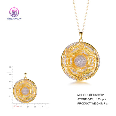 925 silver pendant with 2-tone plating rhodium and 14K gold CZ SET87999P Kirin Jewelry