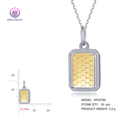925 silver pendant with 2-tone plating rhodium and 14K gold KP20799 Kirin Jewelry
