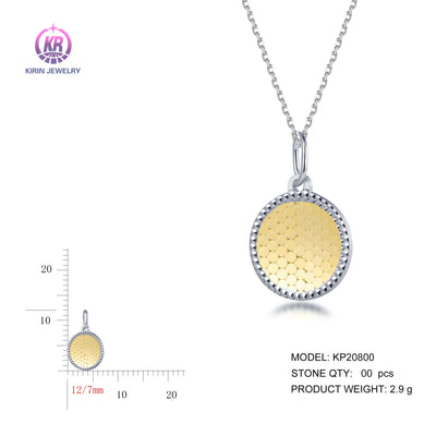 925 silver pendant with 2-tone plating rhodium and 14K gold KP20800 Kirin Jewelry