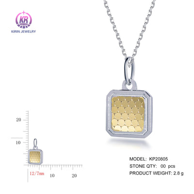 925 silver pendant with 2-tone plating rhodium and 14K gold KP20805 Kirin Jewelry