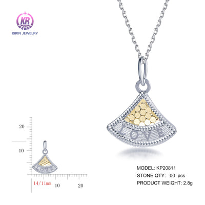 925 silver pendant with 2-tone plating rhodium and 14K gold KP20811 Kirin Jewelry