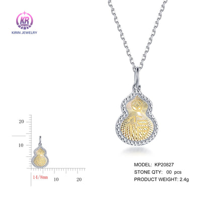 925 silver pendant with 2-tone plating rhodium and 14K gold KP20827 Kirin Jewelry