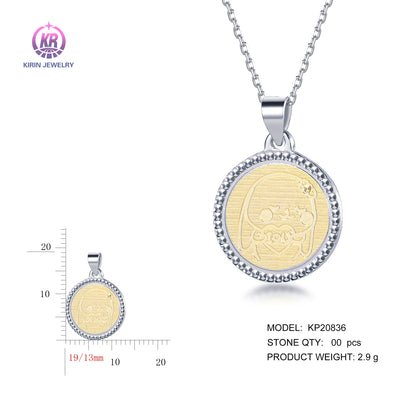 925 silver pendant with 2-tone plating rhodium and 14K gold KP20836 Kirin Jewelry