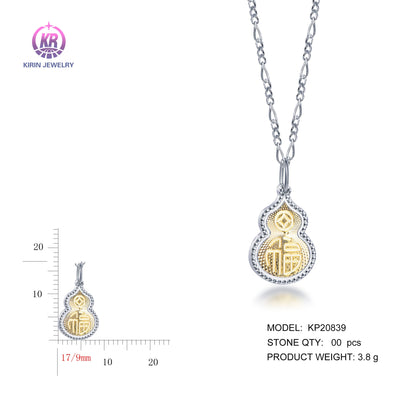 925 silver pendant with 2-tone plating rhodium and 14K gold KP20839 Kirin Jewelry