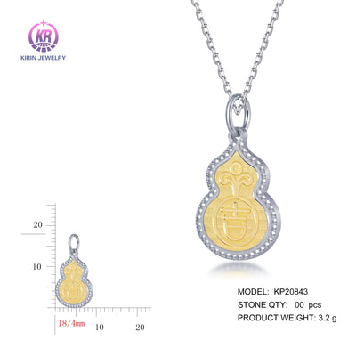 925 silver pendant with 2-tone plating rhodium and 14K gold KP20843 Kirin Jewelry
