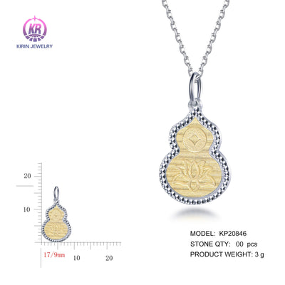925 silver pendant with 2-tone plating rhodium and 14K gold KP20846 Kirin Jewelry