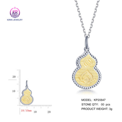 925 silver pendant with 2-tone plating rhodium and 14K gold KP20847 Kirin Jewelry