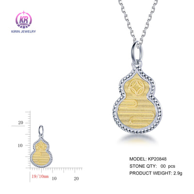 925 silver pendant with 2-tone plating rhodium and 14K gold KP20848 Kirin Jewelry