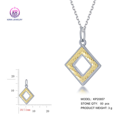 925 silver pendant with 2-tone plating rhodium and 14K gold KP20857 Kirin Jewelry