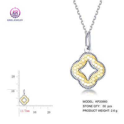 925 silver pendant with 2-tone plating rhodium and 14K gold KP20860 Kirin Jewelry