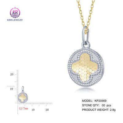 925 silver pendant with 2-tone plating rhodium and 14K gold KP20869 Kirin Jewelry