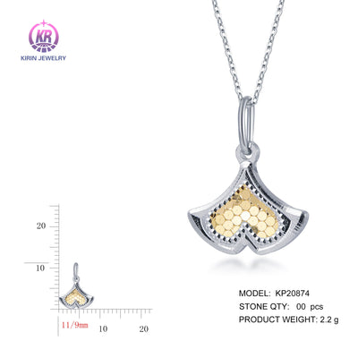 925 silver pendant with 2-tone plating rhodium and 14K gold KP20874 Kirin Jewelry