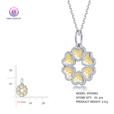 925 silver pendant with 2-tone plating rhodium and 14K gold KP20883 Kirin Jewelry
