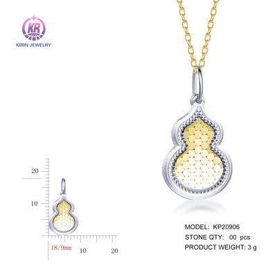 925 silver pendant with 2-tone plating rhodium and 14K gold KP20906 Kirin Jewelry
