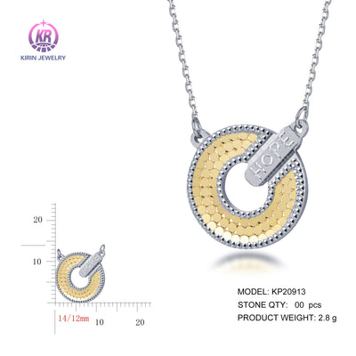925 silver pendant with 2-tone plating rhodium and 14K gold KP20913 Kirin Jewelry