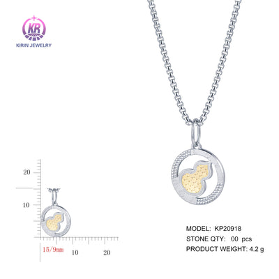 925 silver pendant with 2-tone plating rhodium and 14K gold KP20918 Kirin Jewelry